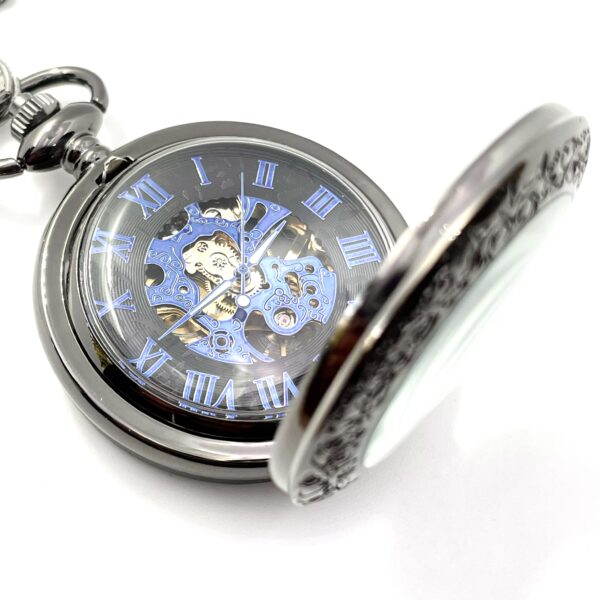 Montre mécanique noire à Gousset, engrenages et dessin au choix – Image 4